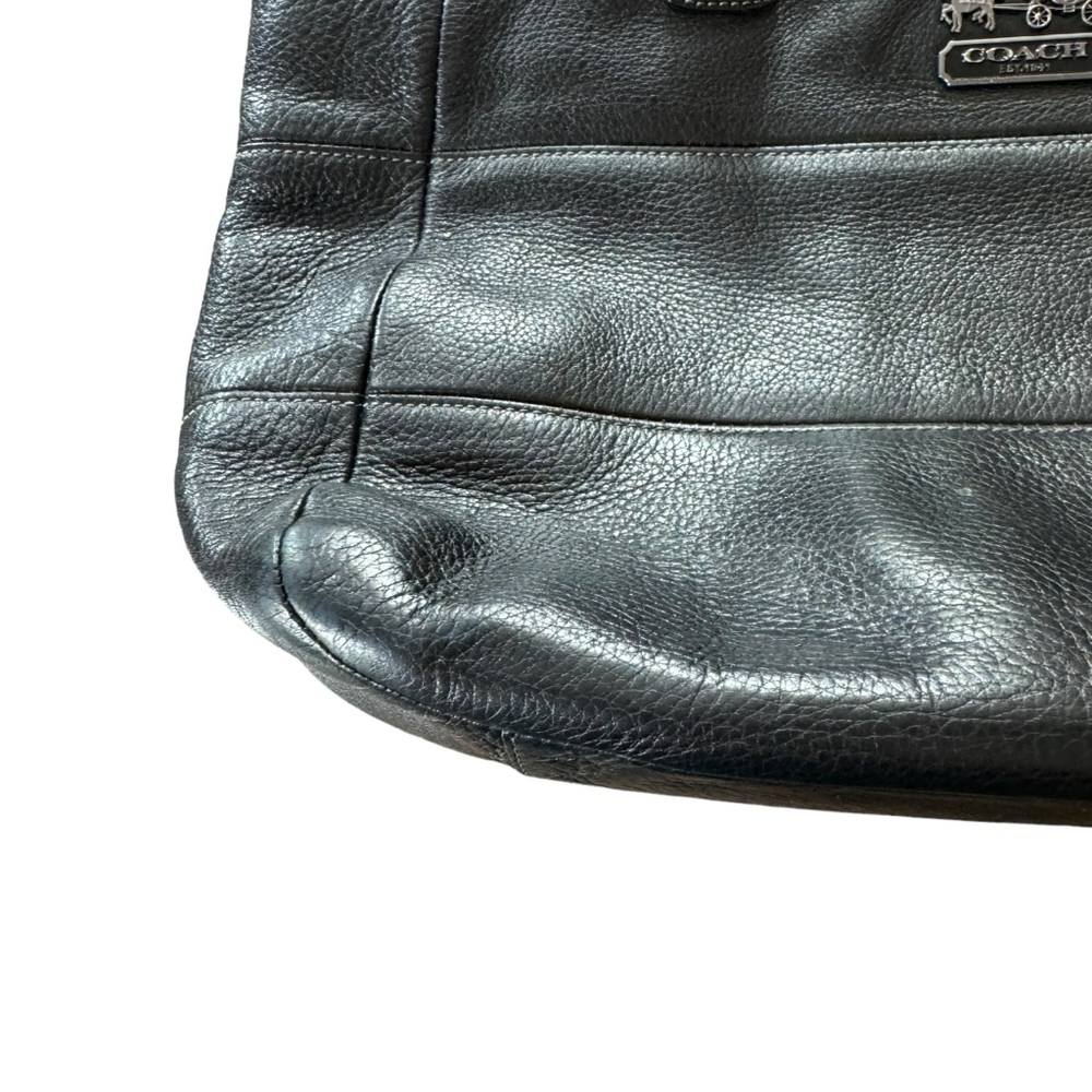 Coach Black Pebbled Leather Madison Tribeca East West Bag Chain/Leather Handles - Picture 8 of 15